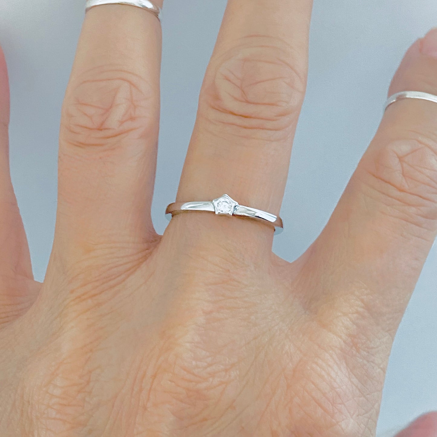 925 Sterling Silver Little CZ Star Ring | Dainty Simple Stone Silver Rings