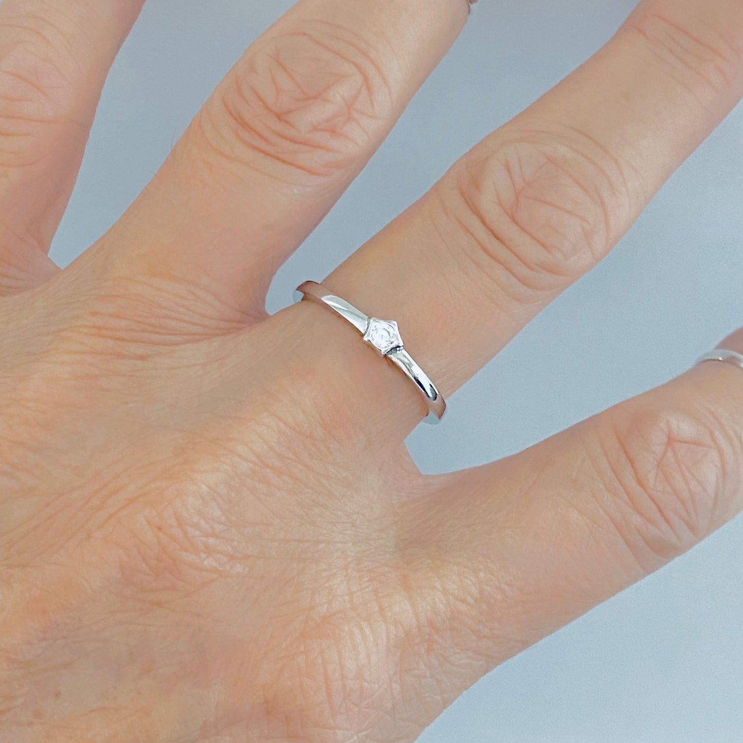 925 Sterling Silver Little CZ Star Ring | Dainty Simple Stone Silver Rings