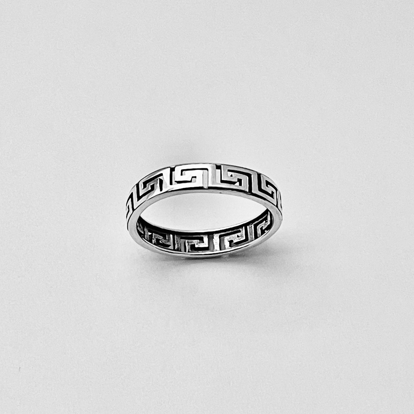 Sterling Silver Eternity Aztec Band Ring, Geometric Shape Rings