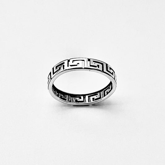 925 Sterling Silver Aztec Eternity Band Ring - Geometric Design Jewelry