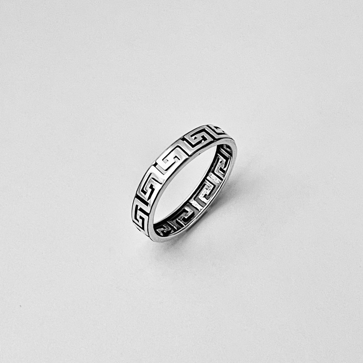 Sterling Silver Eternity Aztec Band Ring, Geometric Shape Rings