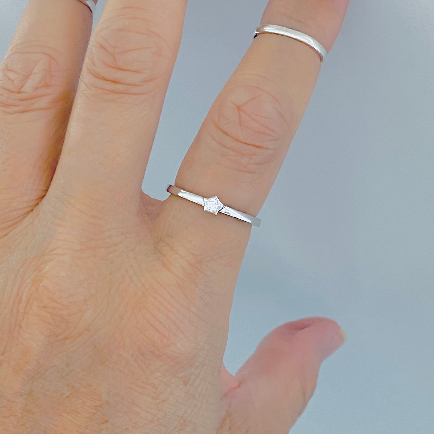 925 Sterling Silver Little CZ Star Ring | Dainty Simple Stone Silver Rings