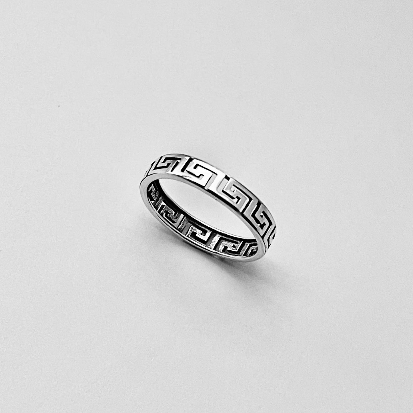 Sterling Silver Eternity Aztec Band Ring, Geometric Shape Rings