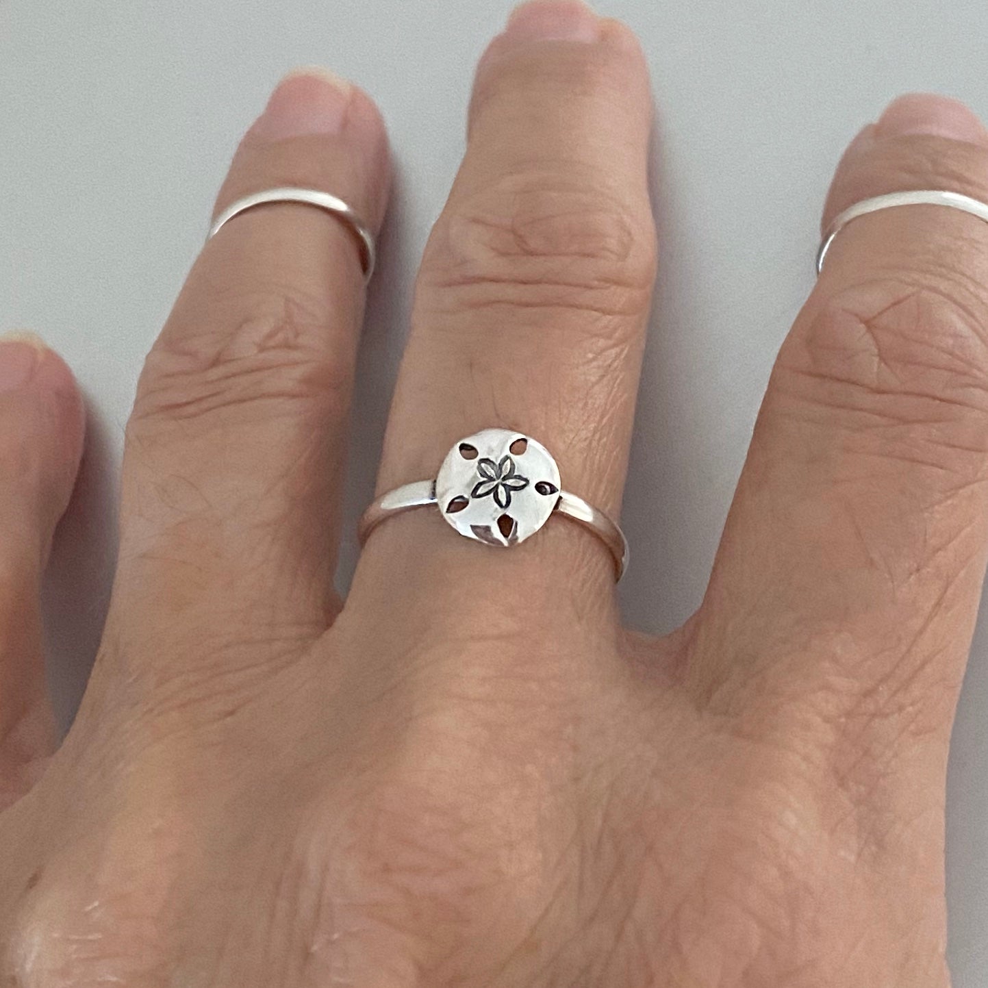 Sterling Silver Sand Dollar Ring, Star Ring, Silver Rings, Ocean Ring