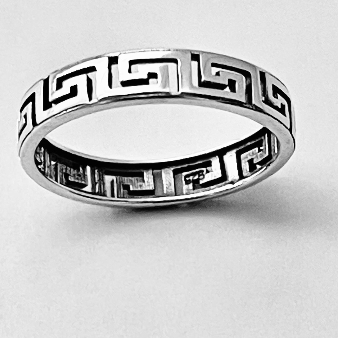 Sterling Silver Eternity Aztec Band Ring, Geometric Shape Rings