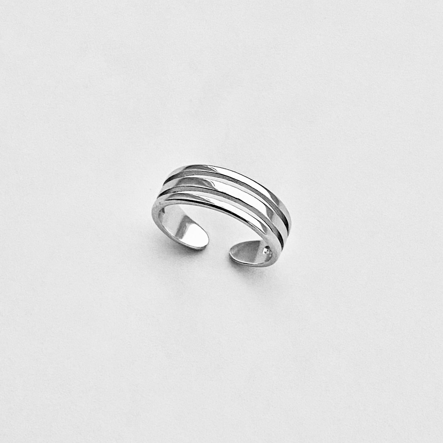 925 Sterling Silver Triple Band Toe Ring | Adjustable Midi Silver Rings