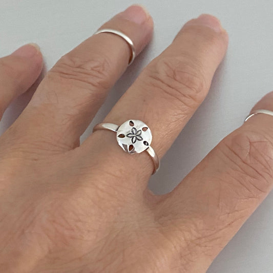 Sterling Silver Sand Dollar Ring, Star Ring, Silver Rings, Ocean Ring