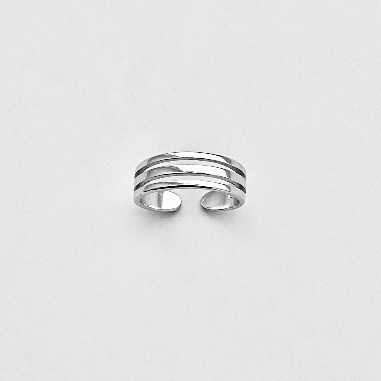 925 Sterling Silver Triple Band Toe Ring | Adjustable Midi Silver Rings