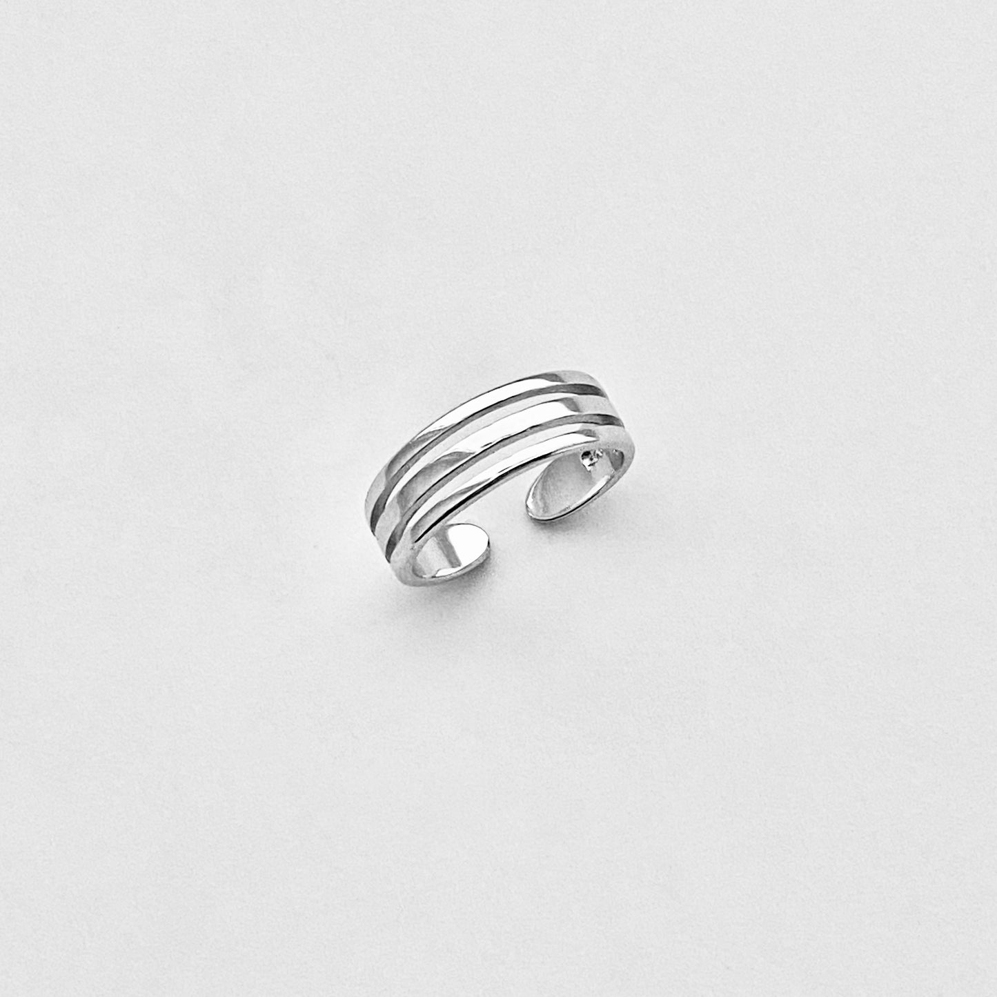 925 Sterling Silver Triple Band Toe Ring | Adjustable Midi Silver Rings