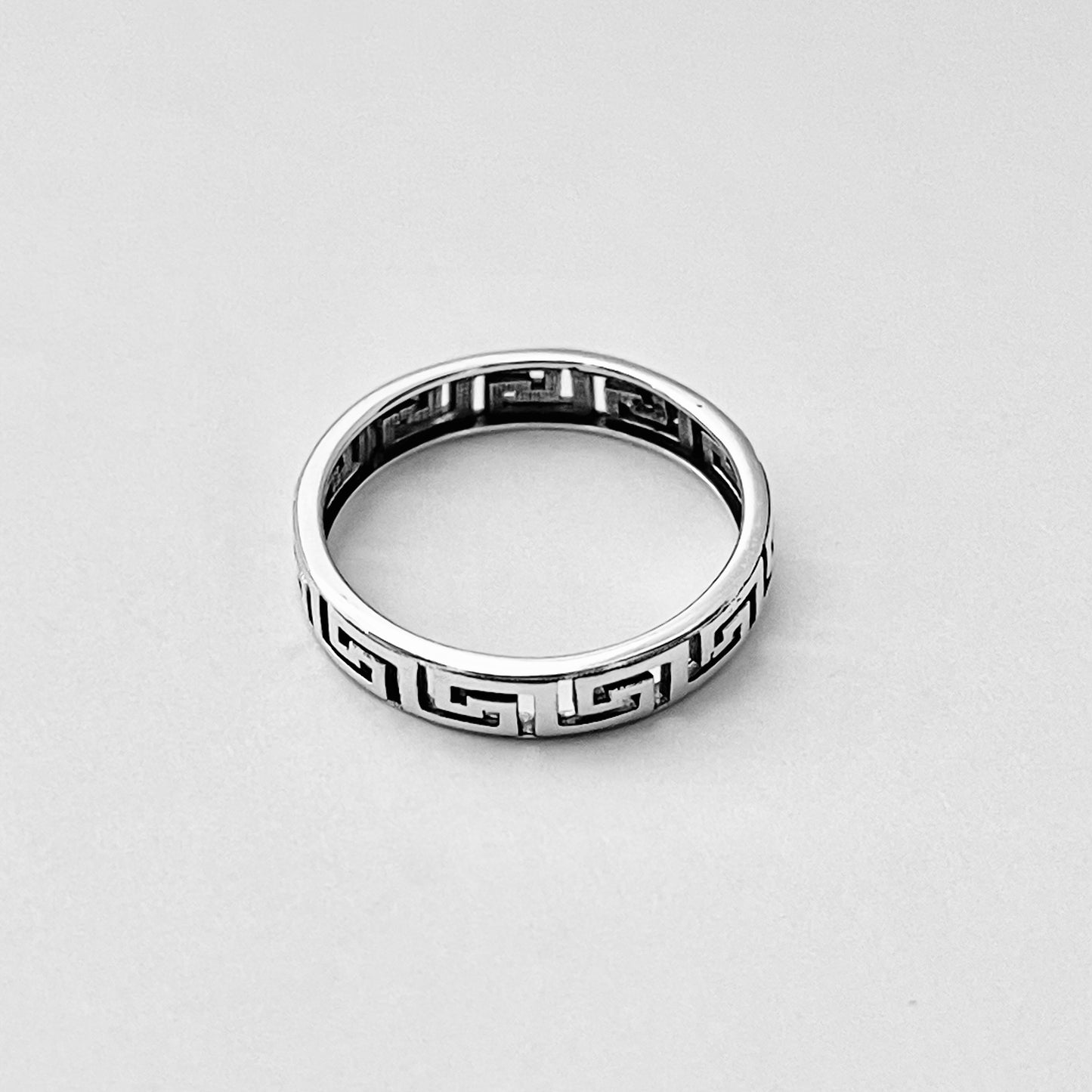 Sterling Silver Eternity Aztec Band Ring, Geometric Shape Rings