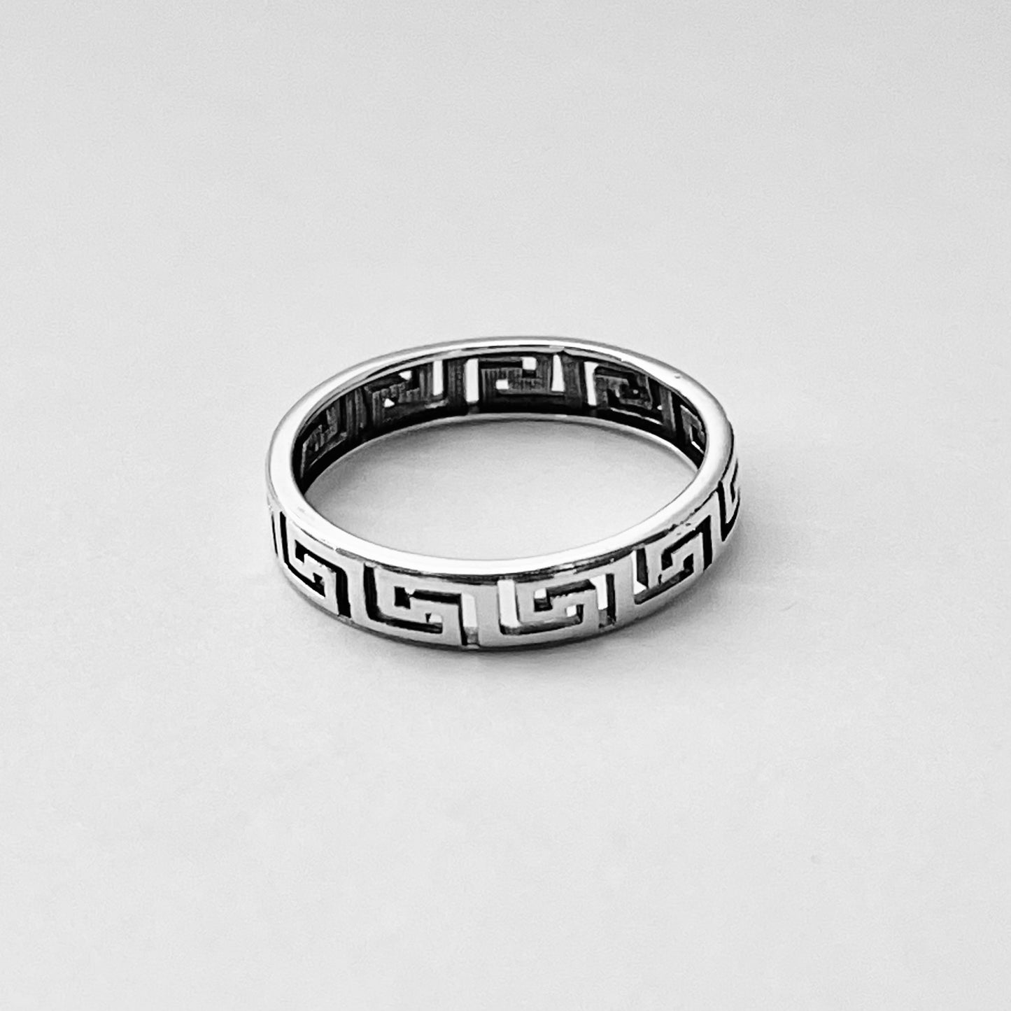 Sterling Silver Eternity Aztec Band Ring, Geometric Shape Rings