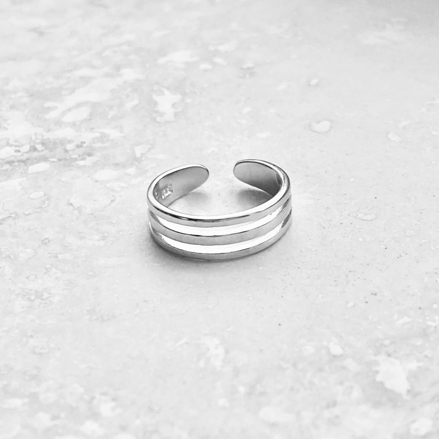 925 Sterling Silver Triple Band Toe Ring | Adjustable Midi Silver Rings