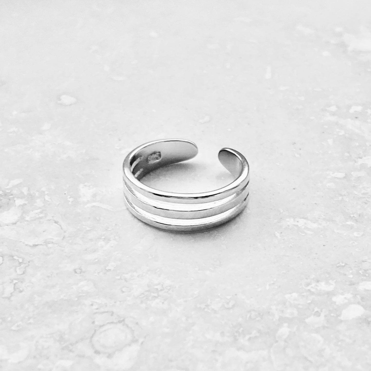 925 Sterling Silver Triple Band Toe Ring | Adjustable Midi Silver Rings