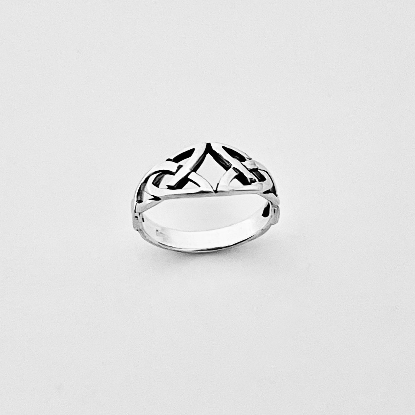 Sterling Silver Double Celtic Knot Ring, Trinity Knots Silver Rings