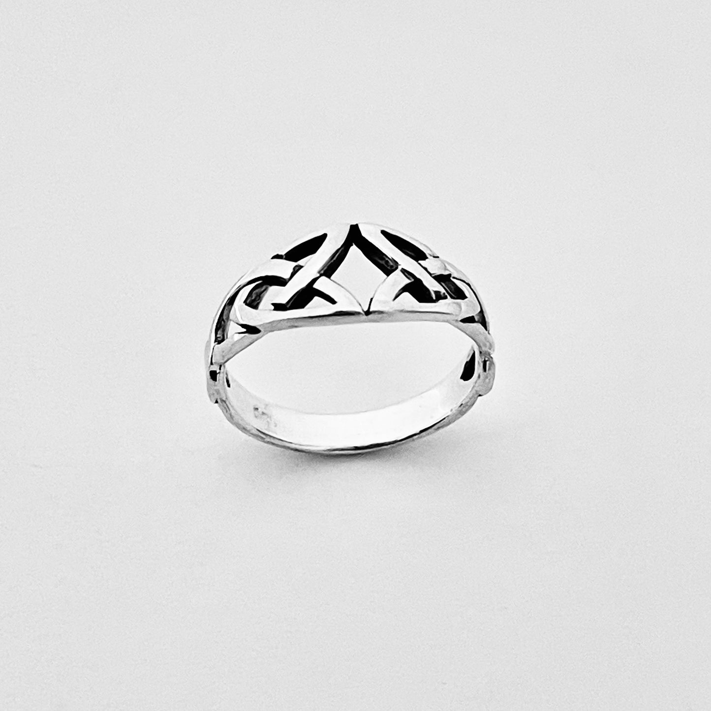 Sterling Silver Double Celtic Knot Ring, Trinity Knots Silver Rings