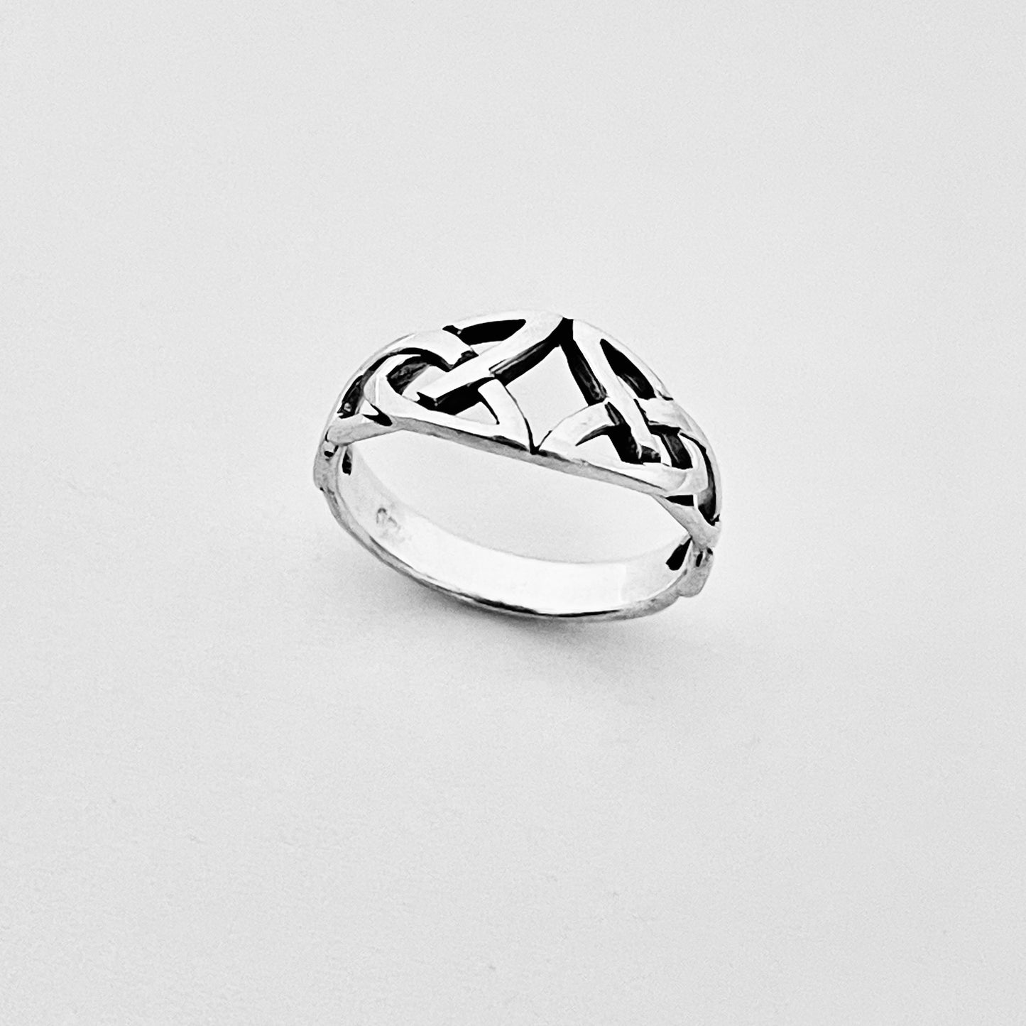 Sterling Silver Double Celtic Knot Ring, Trinity Knots Silver Rings