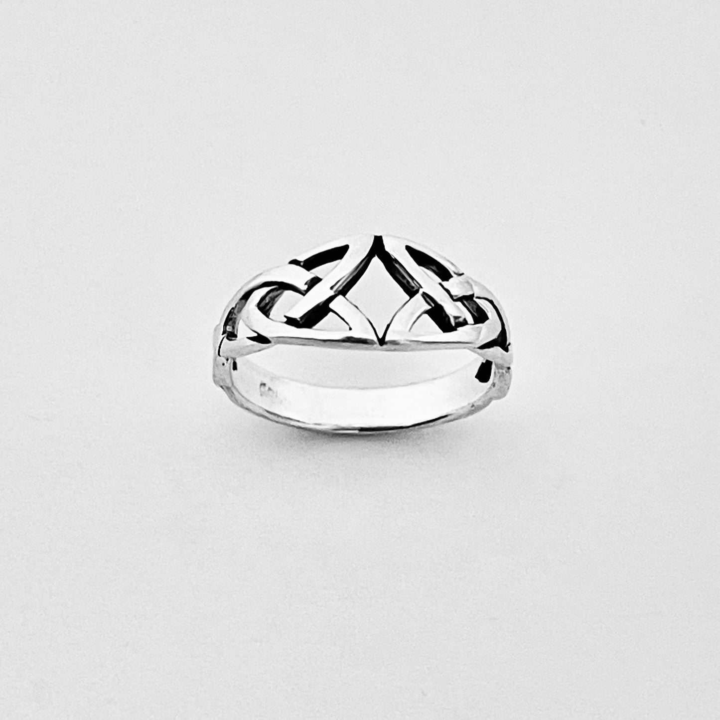 Sterling Silver Double Celtic Knot Ring, Trinity Knots Silver Rings