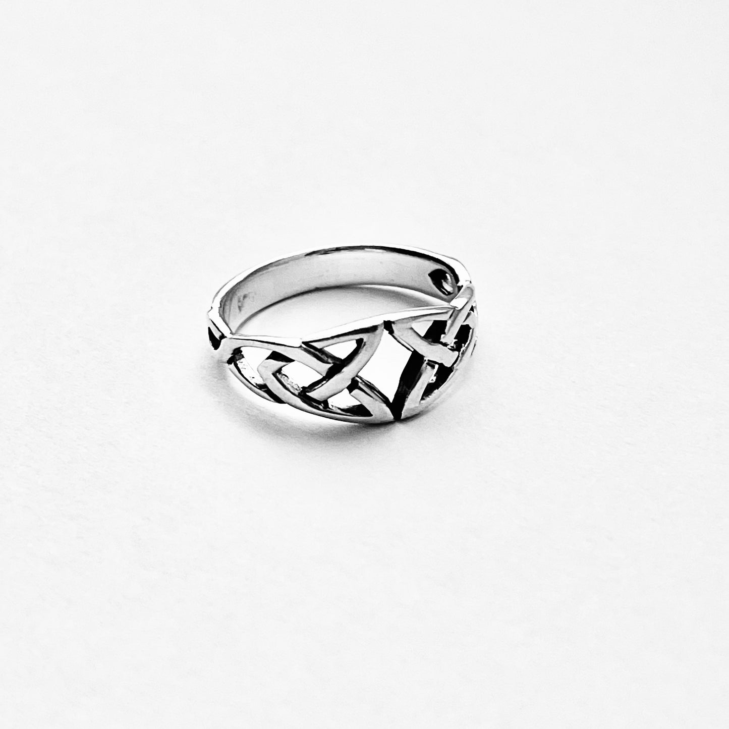Sterling Silver Double Celtic Knot Ring, Trinity Knots Silver Rings