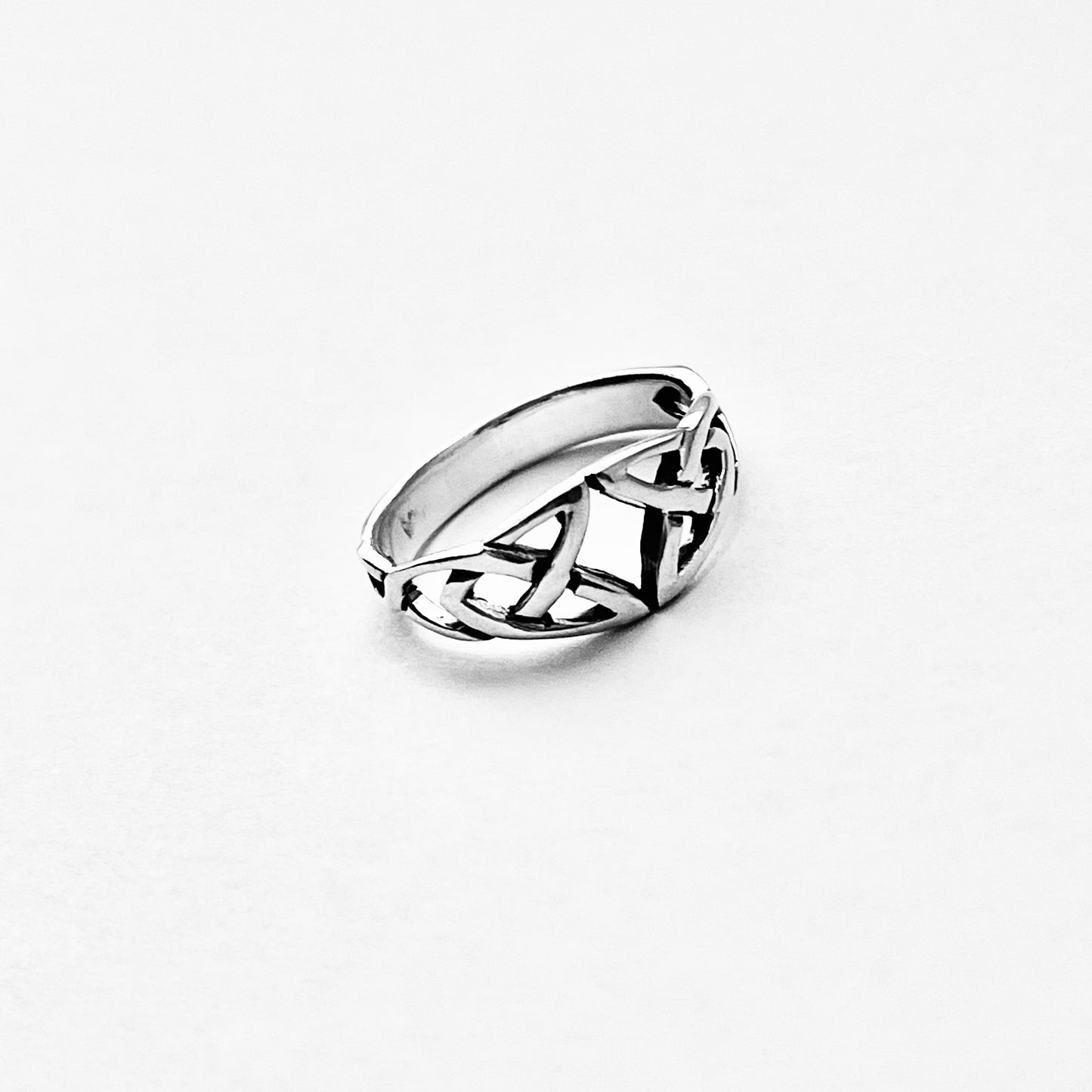 Sterling Silver Double Celtic Knot Ring, Trinity Knots Silver Rings