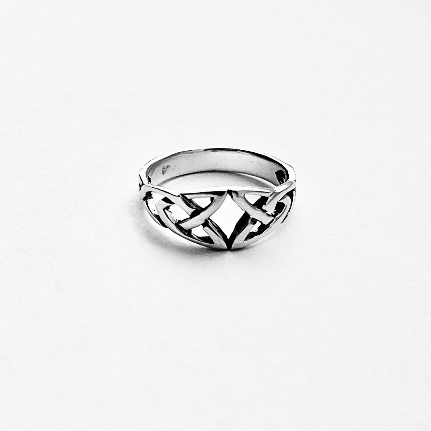 Sterling Silver Double Celtic Knot Ring, Trinity Knots Silver Rings