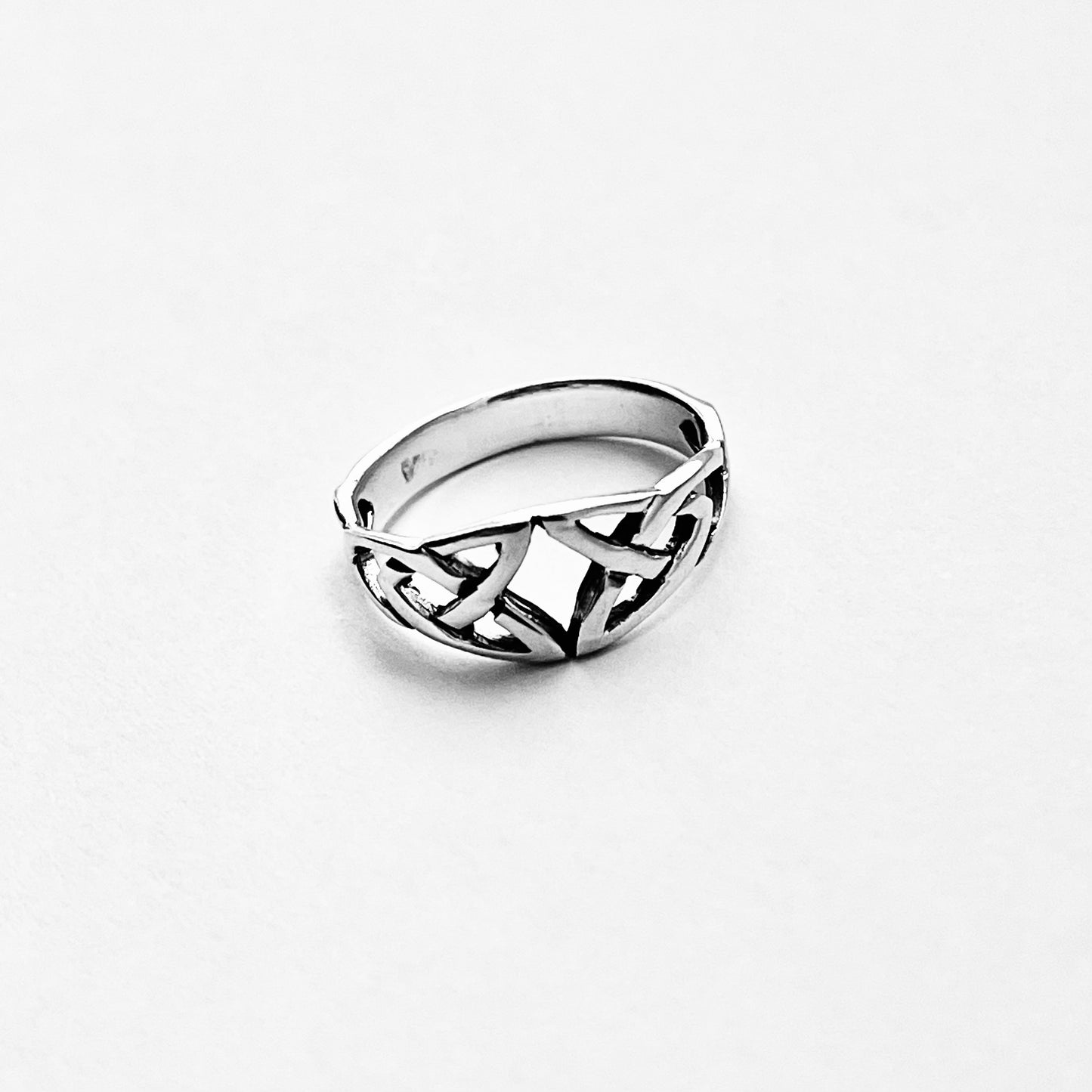 Sterling Silver Double Celtic Knot Ring, Trinity Knots Silver Rings
