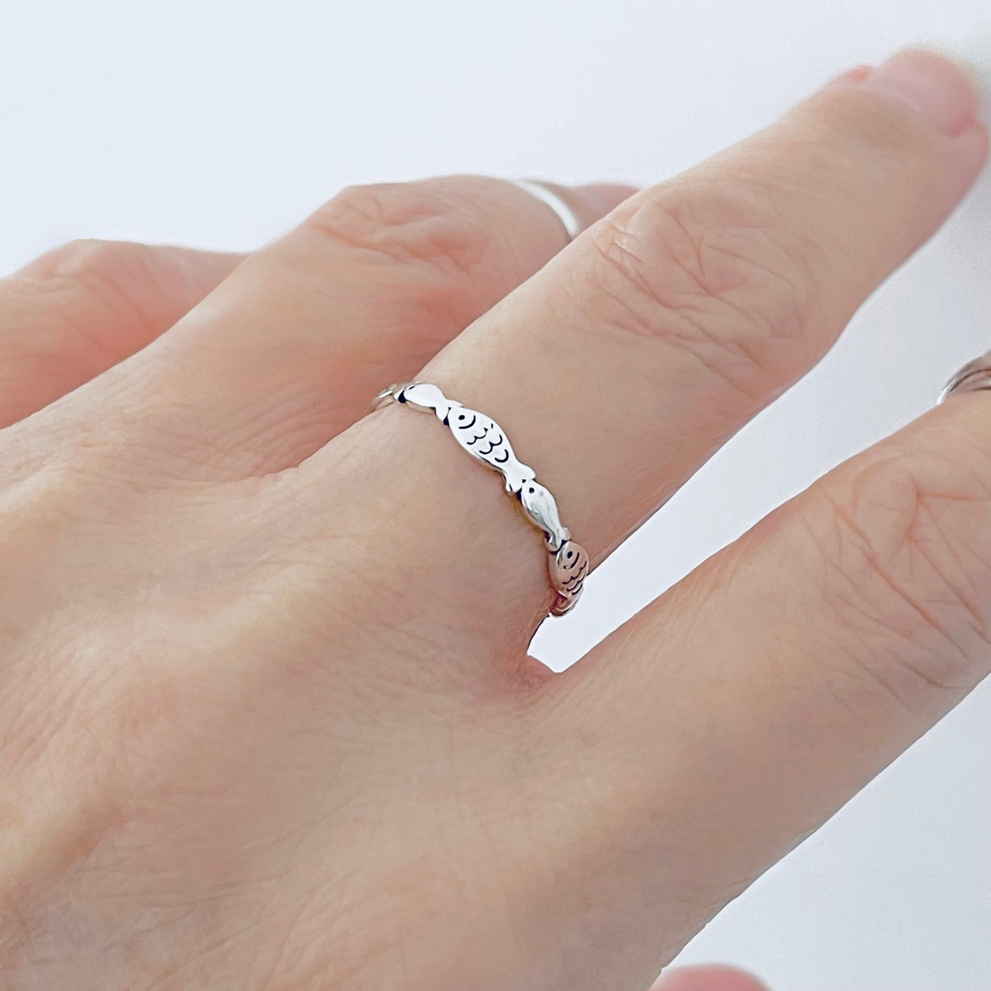 Sterling Silver Little Dainty Eternity Fish Band Ring | Christian & Ocean-Inspired Jewelry