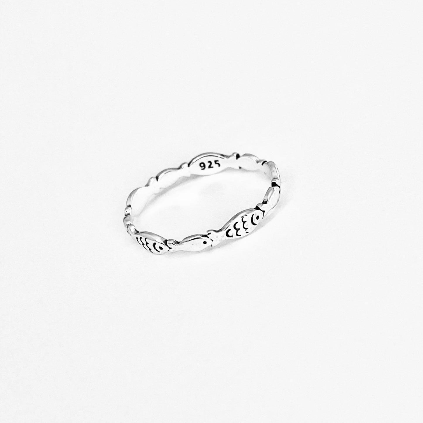 Sterling Silver Little Dainty Eternity Fish Band Ring | Christian & Ocean-Inspired Jewelry