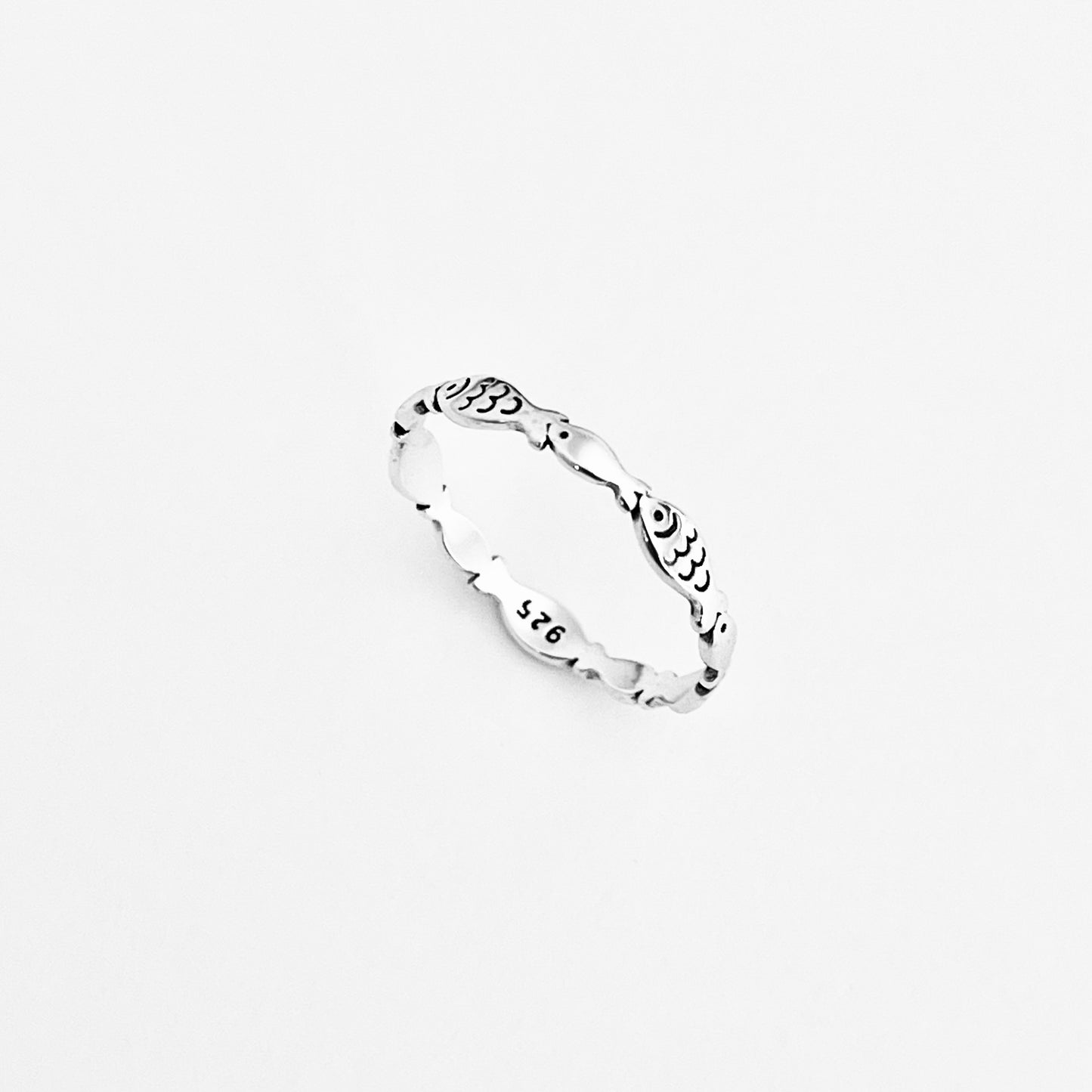 Sterling Silver Little Dainty Eternity Fish Band Ring | Christian & Ocean-Inspired Jewelry