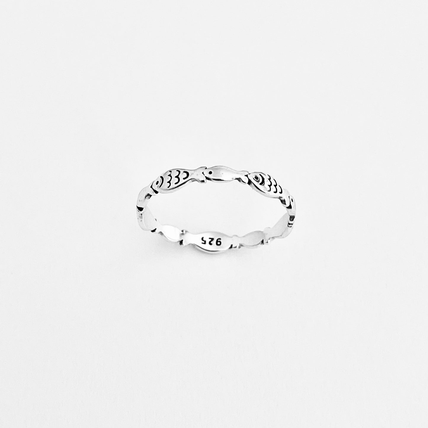 Sterling Silver Little Dainty Eternity Fish Band Ring | Christian & Ocean-Inspired Jewelry