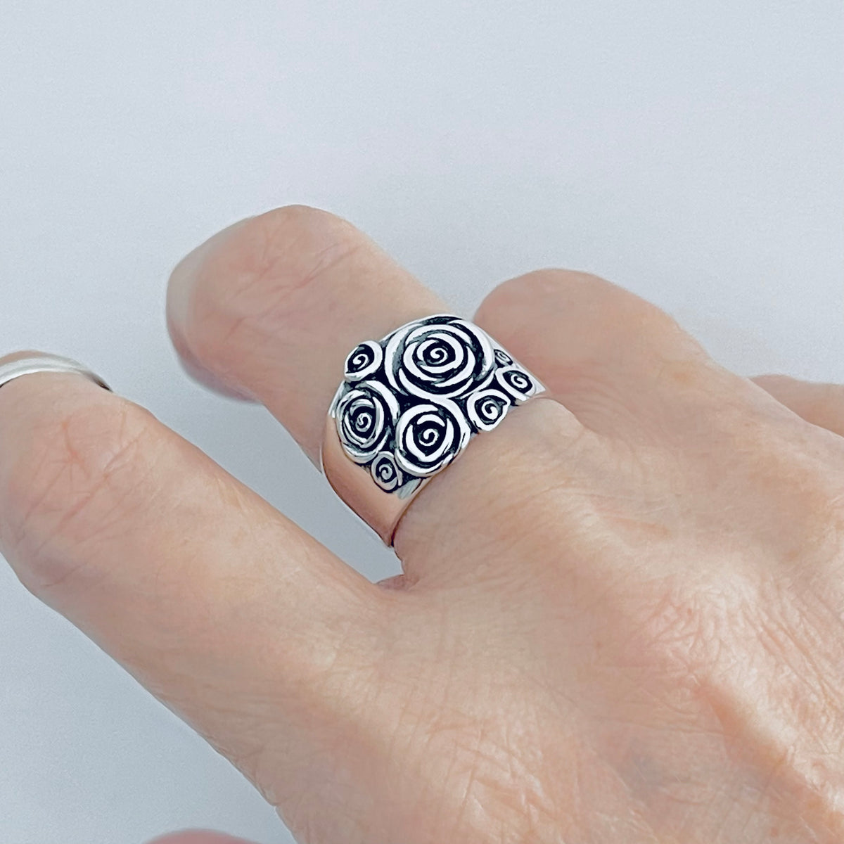 925 Sterling Silver Statement Bouquet of Roses Ring | Love Rose Flower Silver Rings