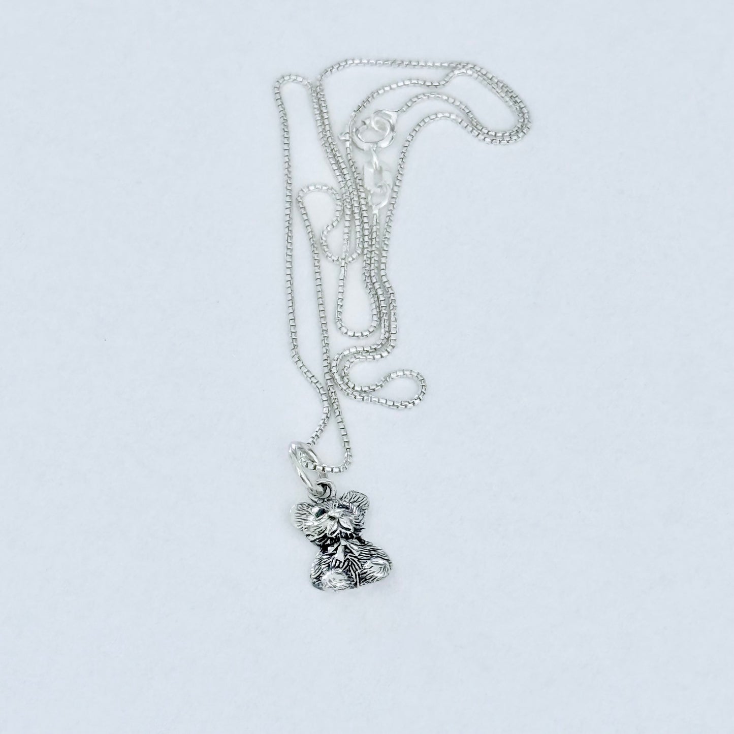 Sterling Silver Small Teddy Bear Necklace, Silver Chain, Stuffed Animal Jewelry