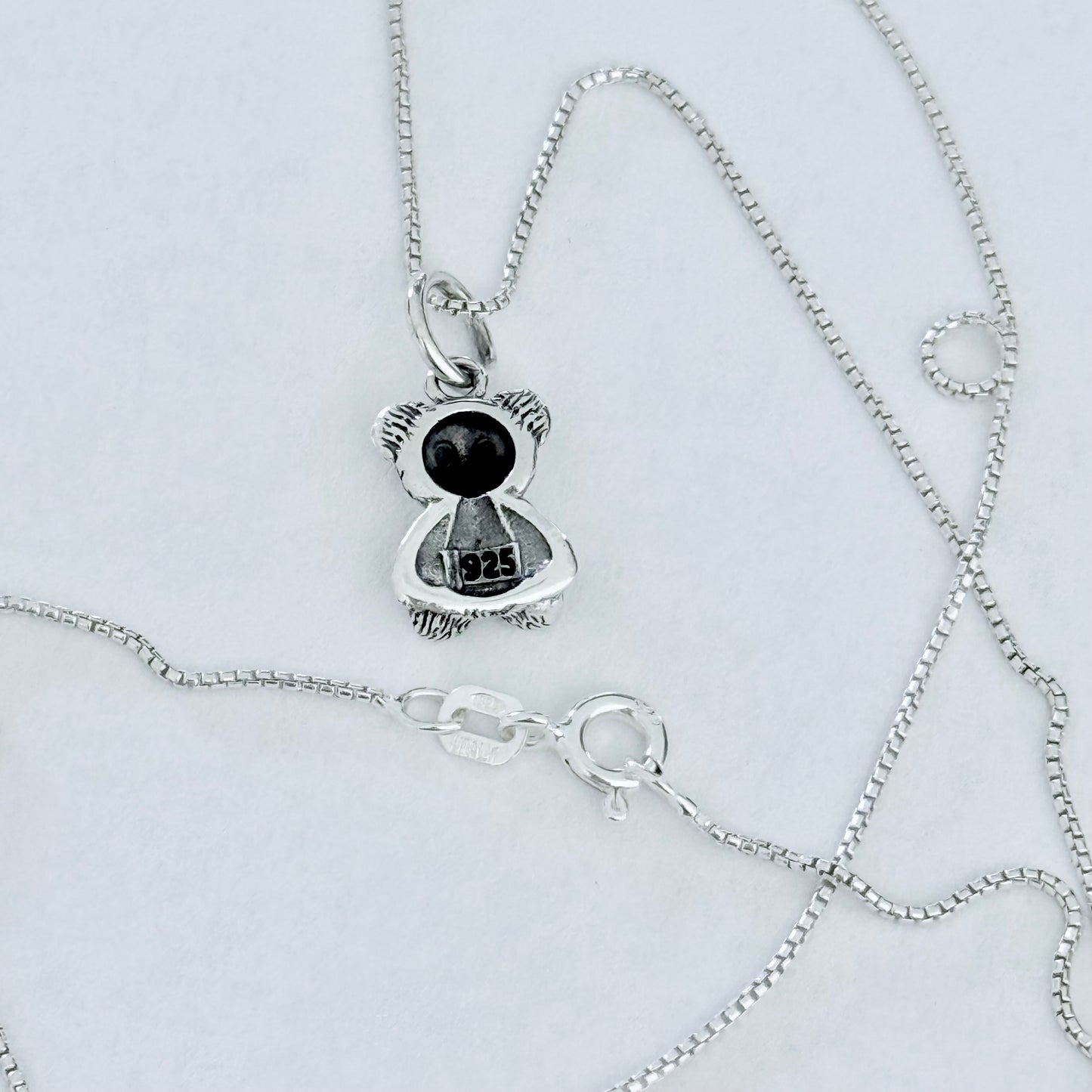Sterling Silver Small Teddy Bear Necklace, Silver Chain, Stuffed Animal Jewelry
