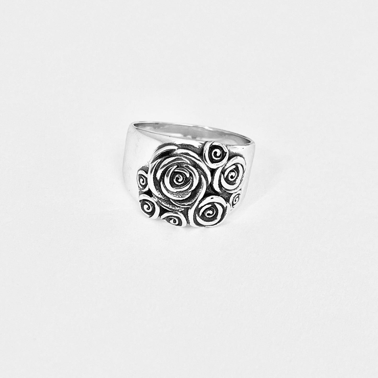 Sterling Silver Bouquet of Roses Ring, Silver Rings, Love Rose Flower