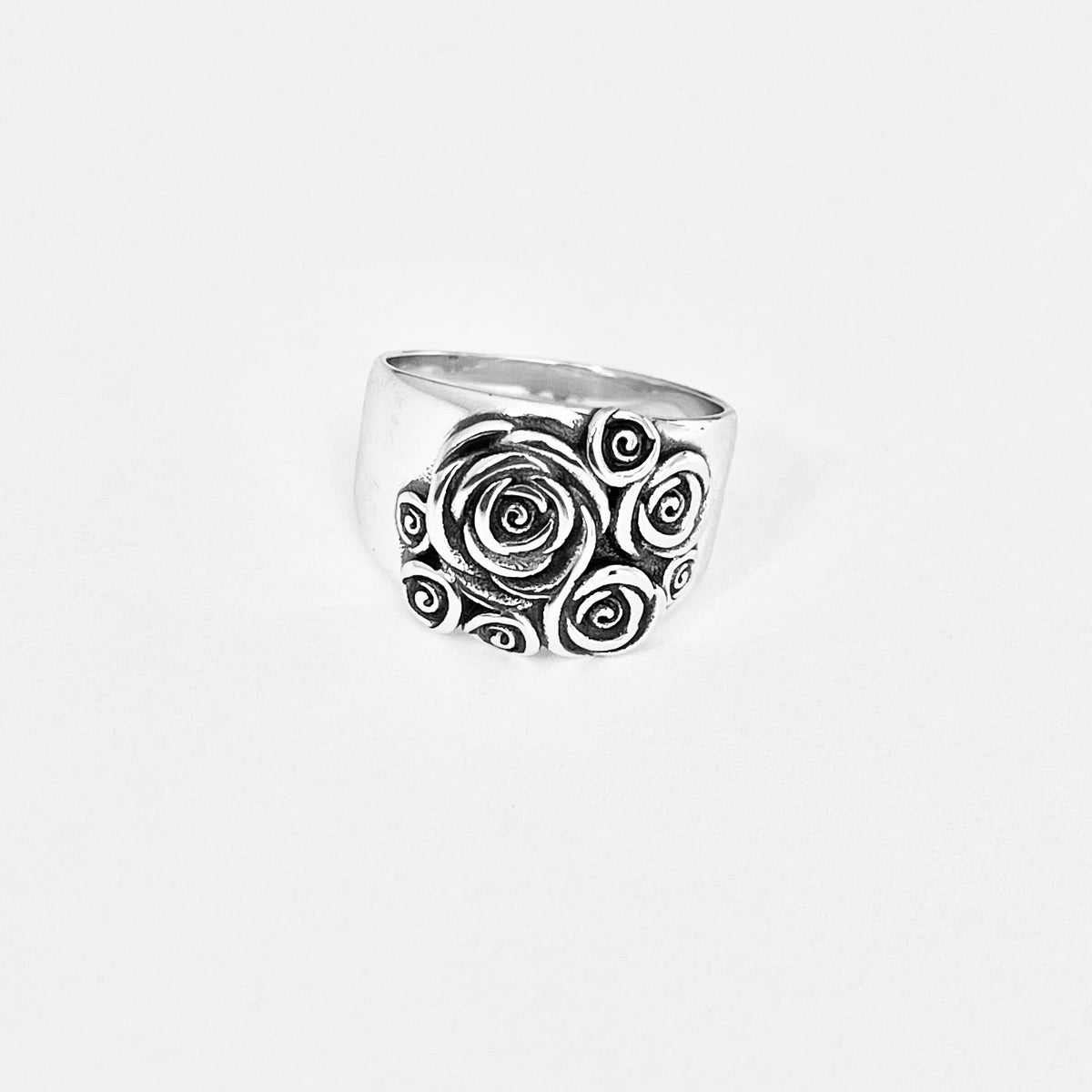 925 Sterling Silver Statement Bouquet of Roses Ring | Love Rose Flower Silver Rings