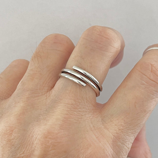 Sterling Silver Double Round Band Ring, Silver Rings, Silver Bands