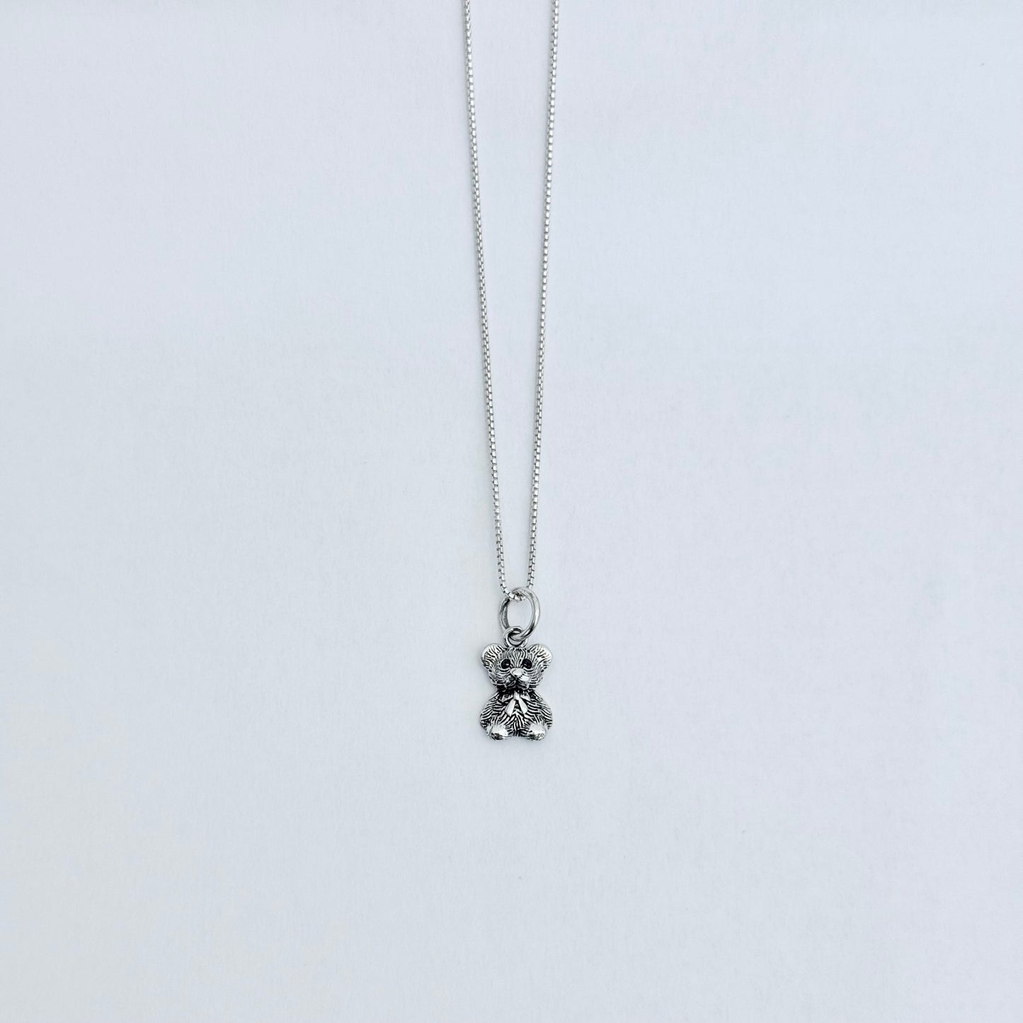 Sterling Silver Small Teddy Bear Necklace, Silver Chain, Stuffed Animal Jewelry