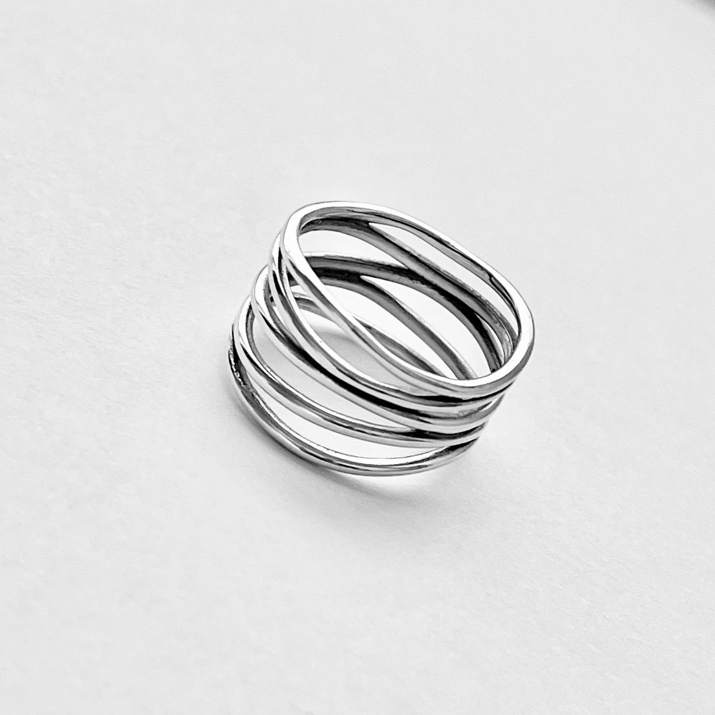Sterling Silver Multiple Bands Wraparound Ring, Statement Boho Jewelry