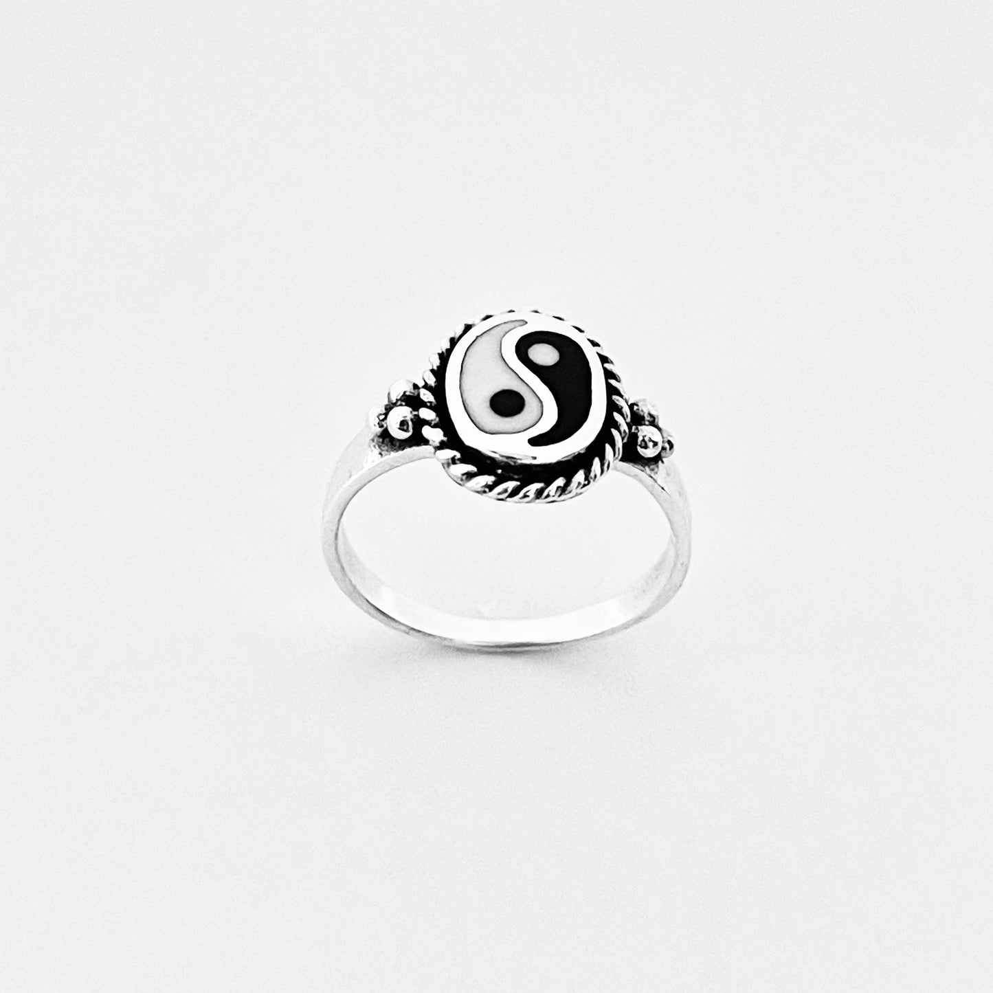 Sterling Silver Oval Yin Yang Ring with Braid and925 Sterling Silver Oval Yin Yang Ring | Yoga & Balance of Life Silver Ring Dots, Yoga Ring, Silver Rings, Balance of Life