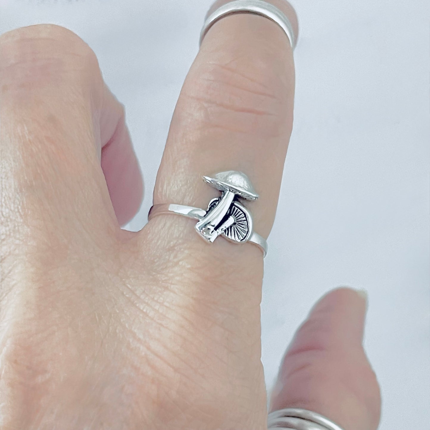 925 Sterling Silver Double Mushroom Ring | Nature Tree of Life Silver Rings