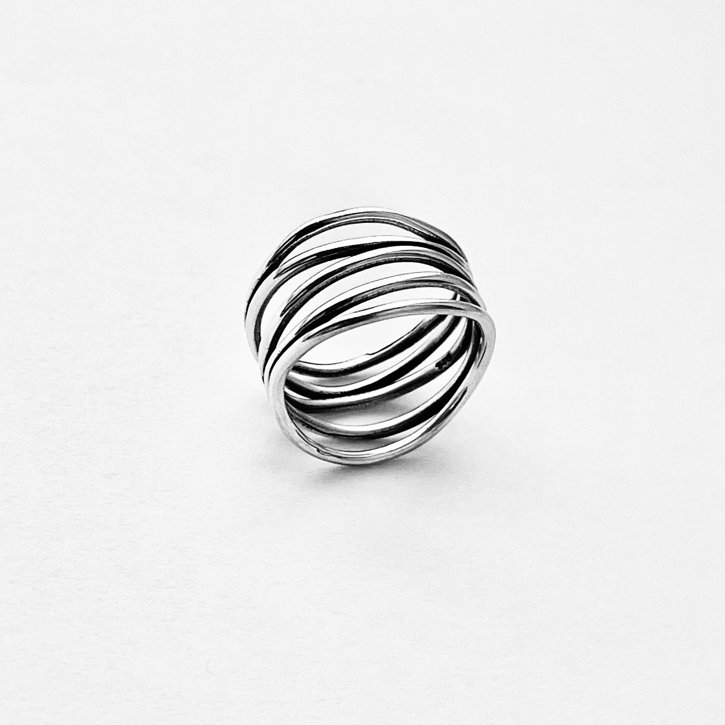 Sterling Silver Multiple Bands Wraparound Ring, Statement Boho Jewelry