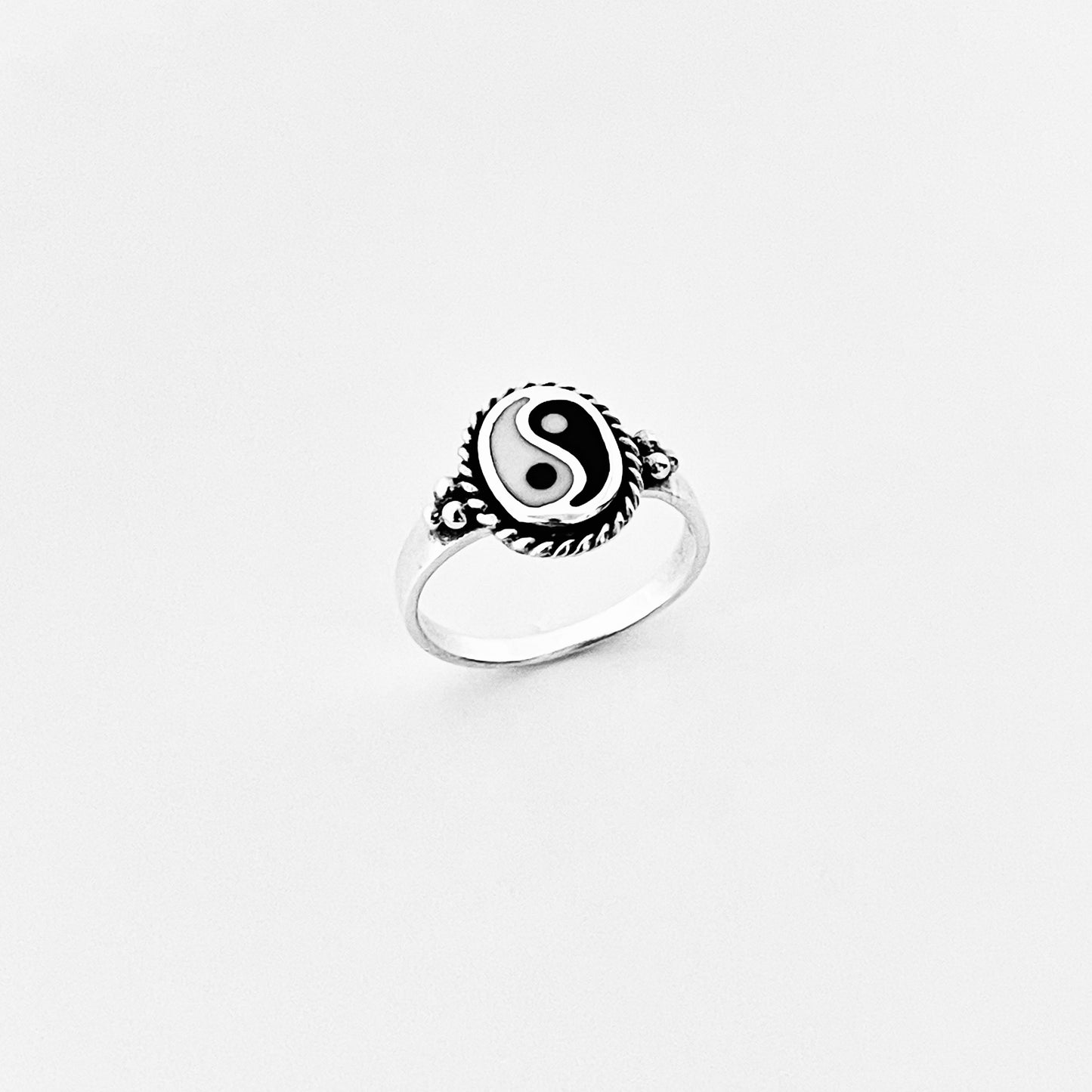 Sterling Silver Oval Yin Yang Ring with Braid and925 Sterling Silver Oval Yin Yang Ring | Yoga & Balance of Life Silver Ring Dots, Yoga Ring, Silver Rings, Balance of Life
