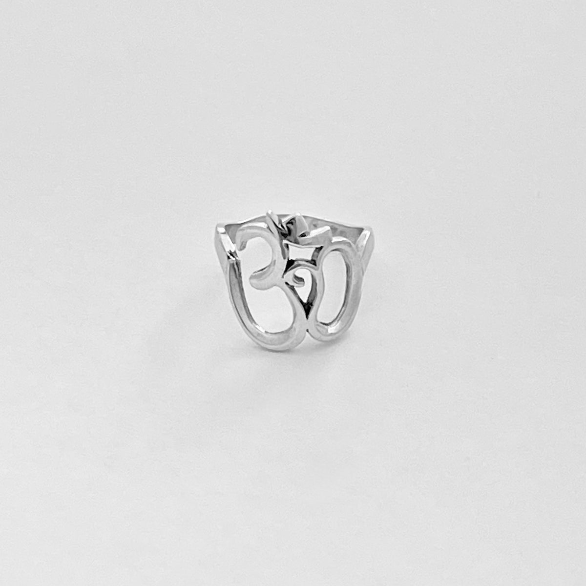 925 Sterling Silver Large OM Sign Ring | Bold Yoga Meditation Statement Silver Rings