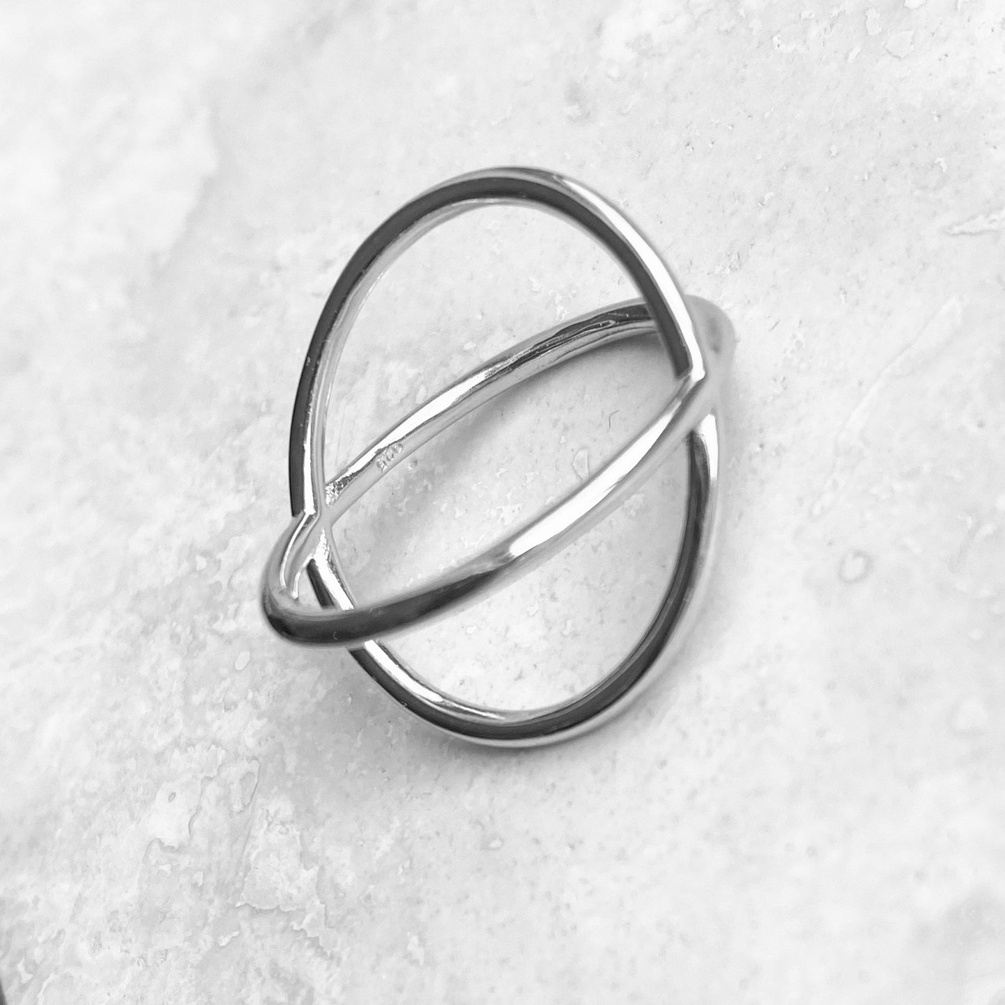 Sterling Silver Crisscross Ring – Geometric X Band Silver Rings