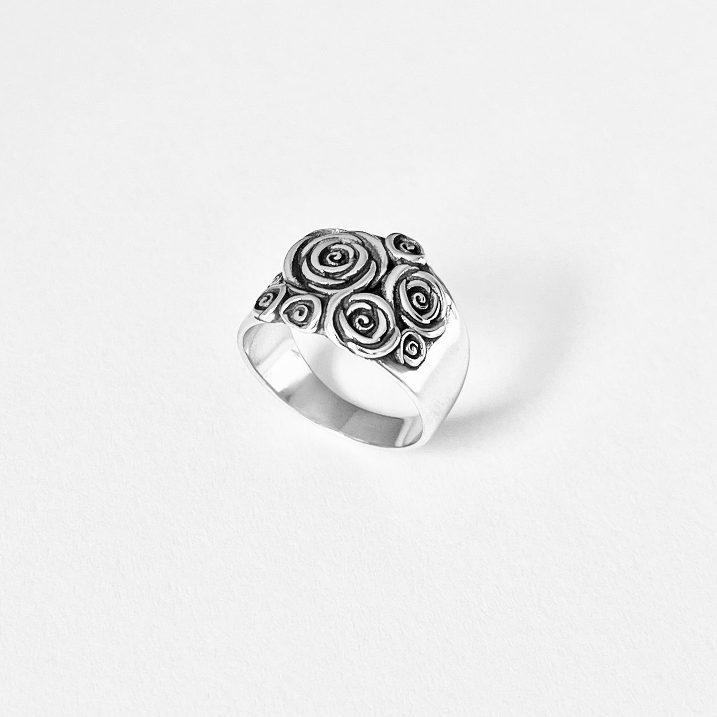 Sterling Silver Bouquet of Roses Ring, Silver Rings, Love Rose Flower
