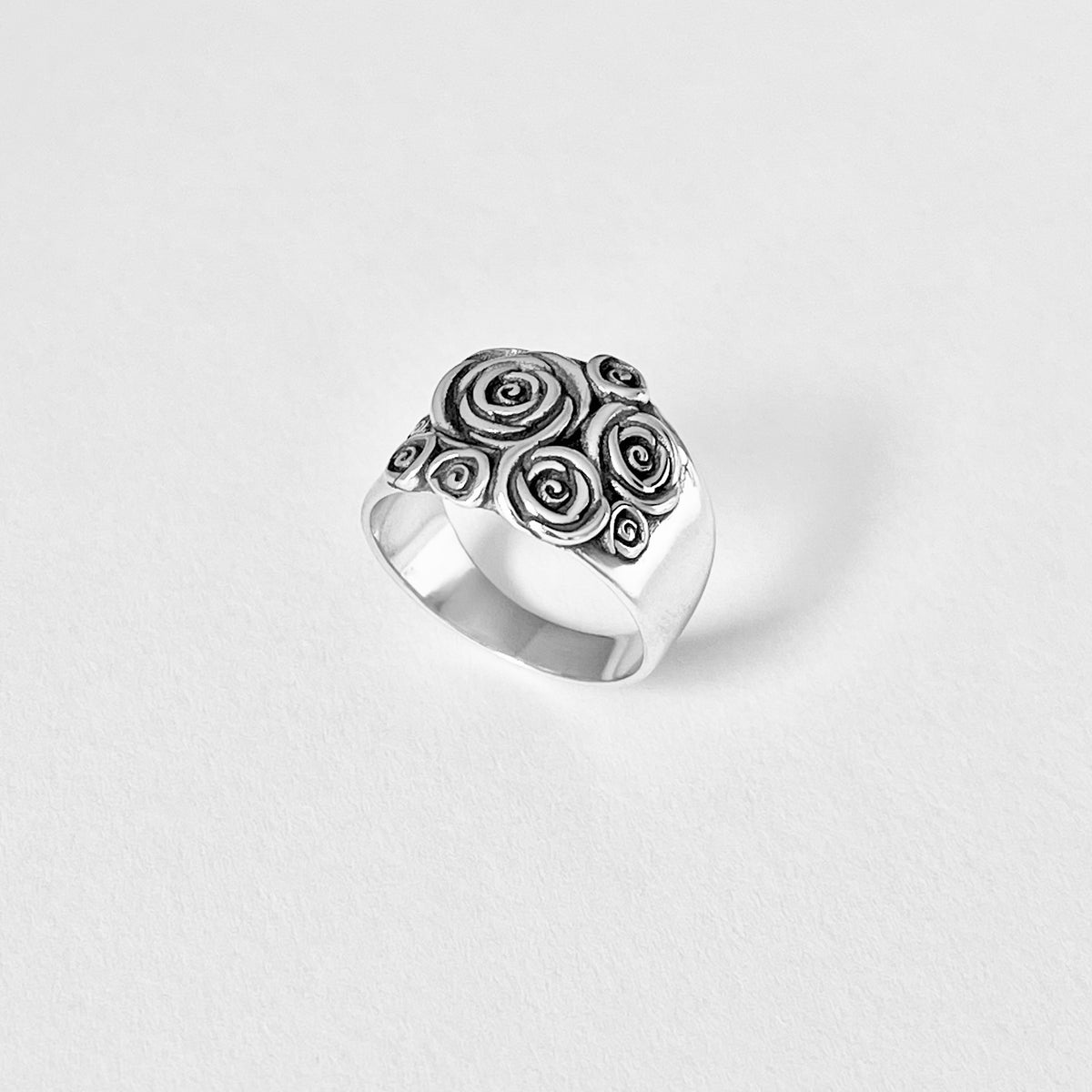 925 Sterling Silver Statement Bouquet of Roses Ring | Love Rose Flower Silver Rings