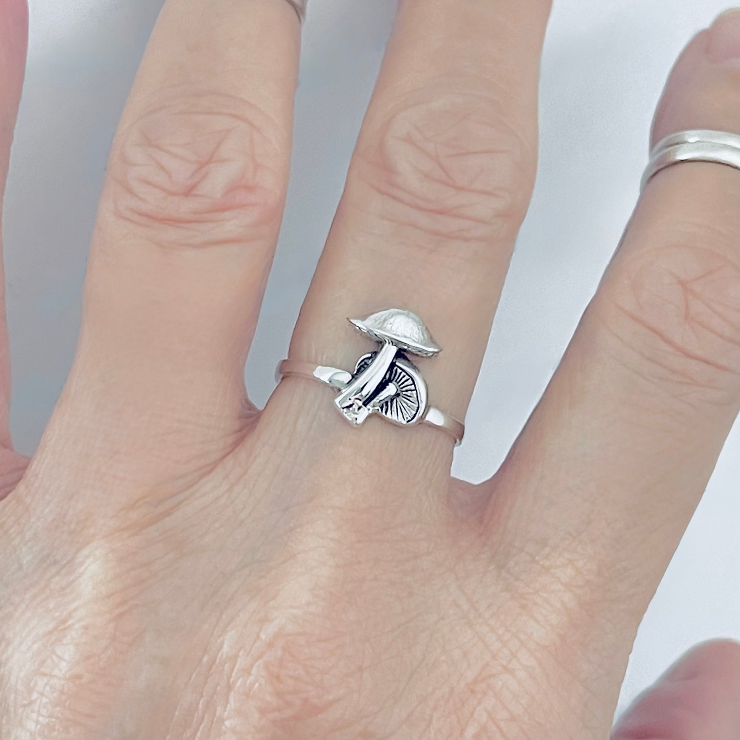 925 Sterling Silver Double Mushroom Ring | Nature Tree of Life Silver Rings