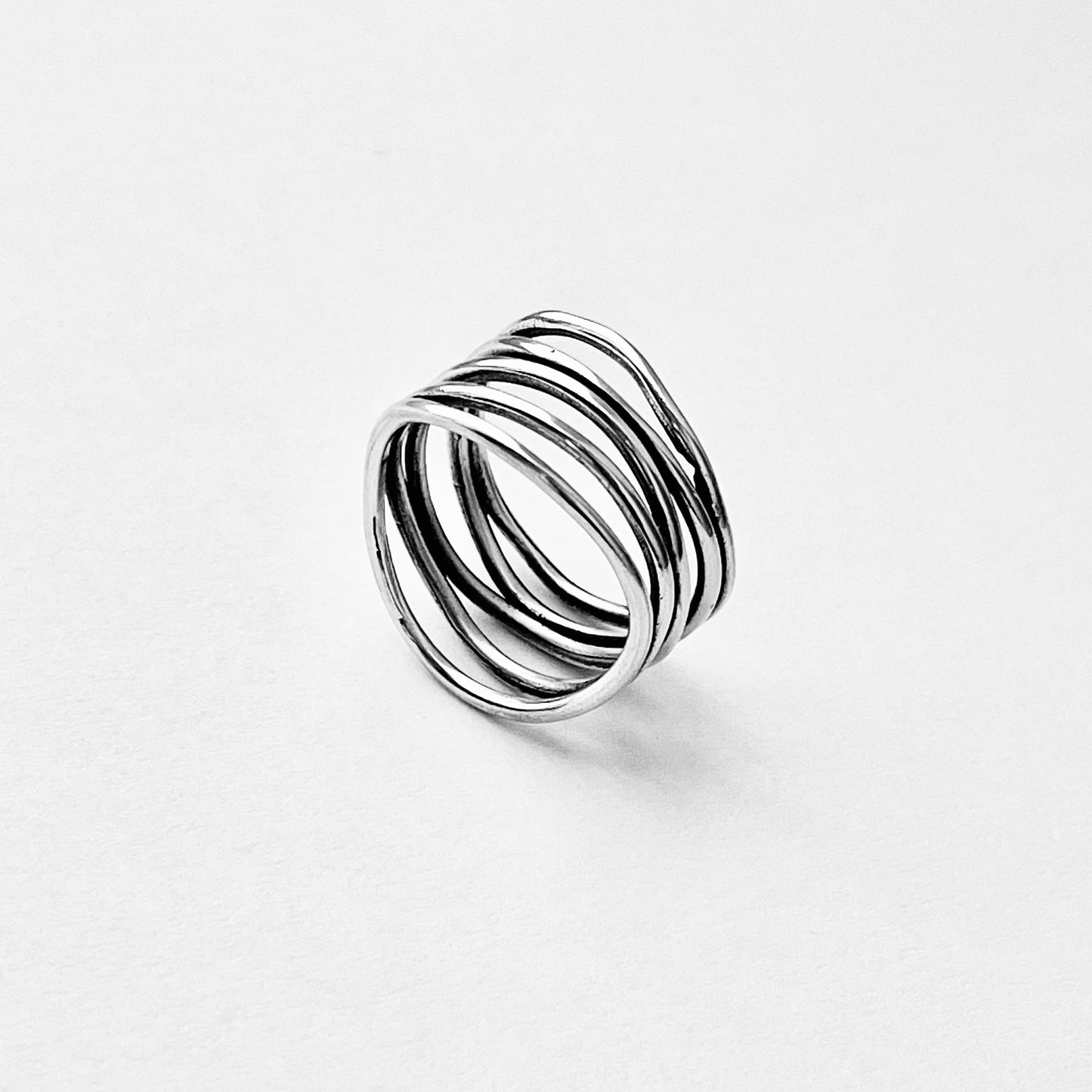 Sterling Silver Multiple Bands Wraparound Ring, Statement Boho Jewelry
