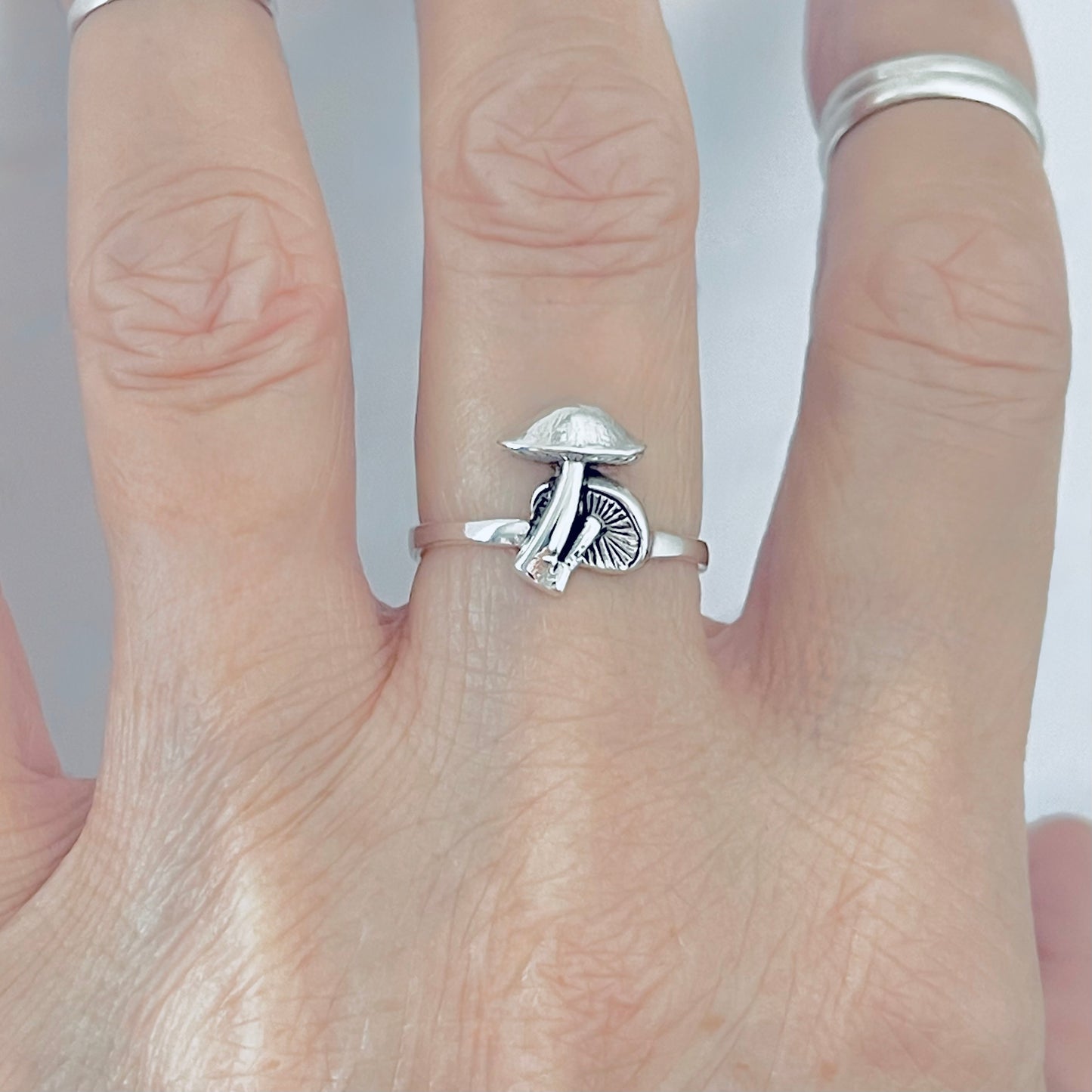 925 Sterling Silver Double Mushroom Ring | Nature Tree of Life Silver Rings