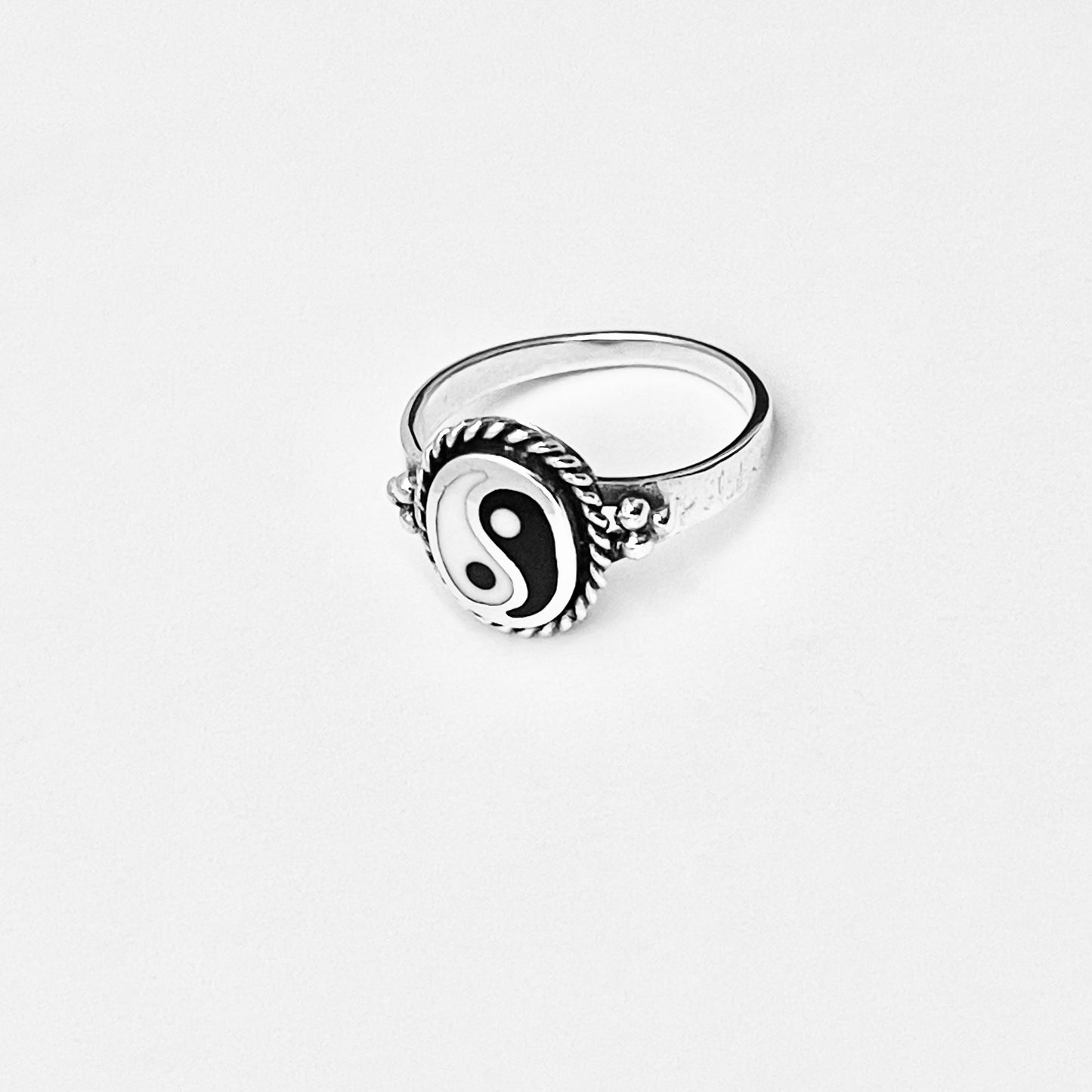 Sterling Silver Oval Yin Yang Ring with Braid and925 Sterling Silver Oval Yin Yang Ring | Yoga & Balance of Life Silver Ring Dots, Yoga Ring, Silver Rings, Balance of Life