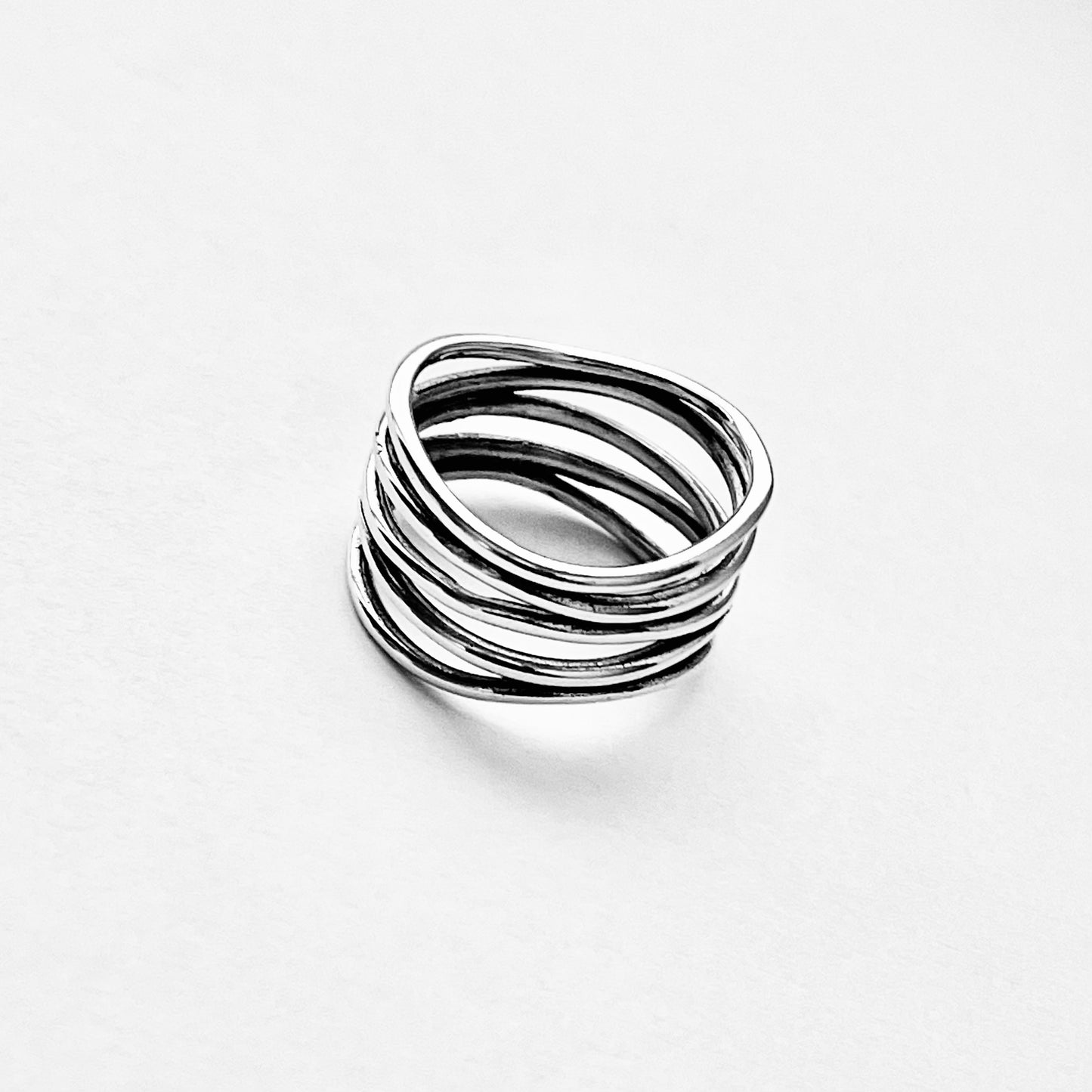 Sterling Silver Multiple Bands Wraparound Ring, Statement Boho Jewelry